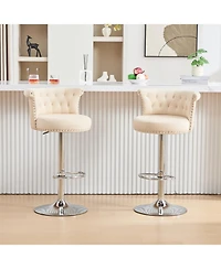 Streamdale Furniture Velvet Bar Stool Set of 2, Adjustable Swivel