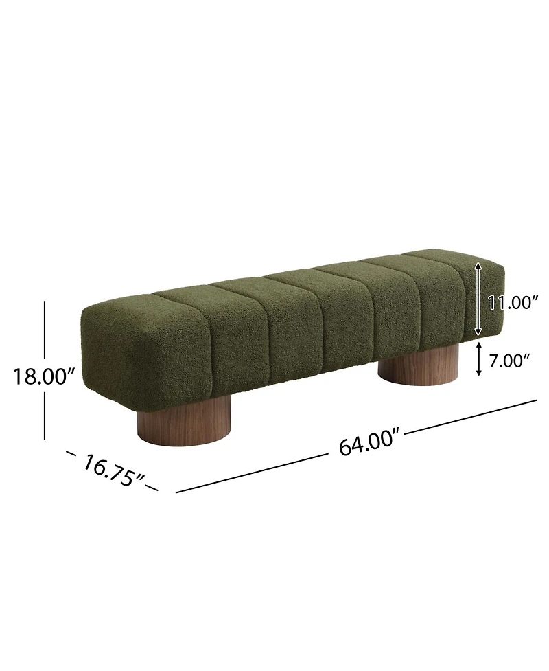 Streamdale Furniture Green Boucle Upholstered Dining/Entryway Bench (300 Lbs)
