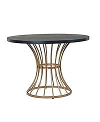 Streamdale Furniture Black Oak 42" Round Dining Table - Wrought Iron Base