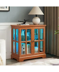 Streamdale Furniture Elegant Led Curio Cabinet - Antique Retro Design, Adjustable Shelves - Oak