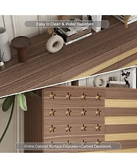 Streamdale Furniture 55" Buffet Sideboard Cabinet- Hand Carved, 2 Drawers, 3 Doors, Adjustable Shelves