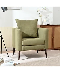 Streamdale Furniture Streamdale Ergonomic Barrel Chair with Waist Pillow and Solid Wood Legs