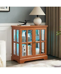 Streamdale Furniture + 1 Pc. + Wood (Dark Oak) + Led Lighting + Curio Cabinet