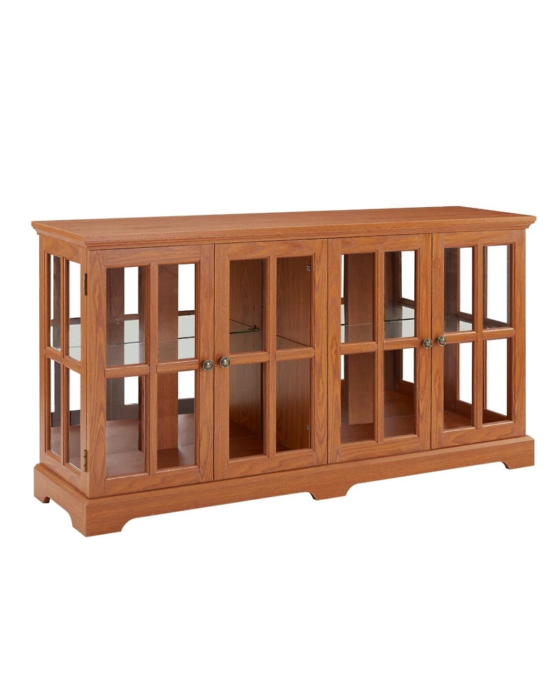 Streamdale Furniture + 1 Pc + Wood (Dark Oak) + Led Lighting + Curio Cabinet