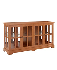 Streamdale Furniture + 1 Pc + Wood (Dark Oak) + Led Lighting + Curio Cabinet