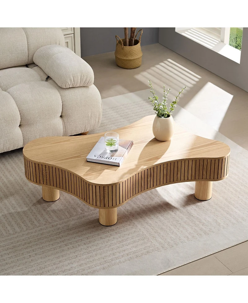 Streamdale Furniture Modern Wooden Drum Coffee Table