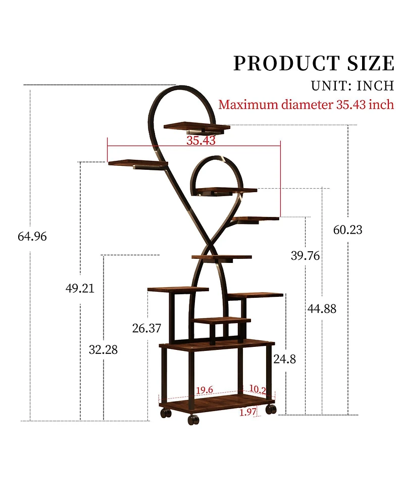 Streamdale Furniture + Multi-Tier + Metal + Grow Lights + Plant Stand
