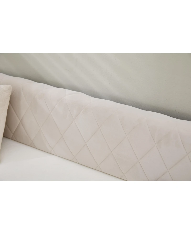 Streamdale Furniture Beige Velvet Daybed - Modern Diamond Grid Design