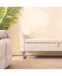 Streamdale Furniture Velvet Storage Bench with Armrests - 67.91" Wide