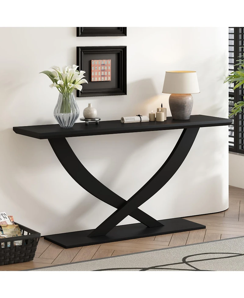 Streamdale Furniture Mira 57" Rustic Console Table with Cross-Legs