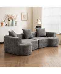 Streamdale Furniture Curved Corduroy Sofa with Pillows