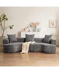 Streamdale Furniture Curved Corduroy Sofa with Pillows
