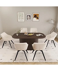 Streamdale Furniture 63" Brown Dining Table with 6 Black Metal Leg Chairs