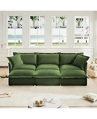 Streamdale Furniture Chenille 3-Seat Sofa with Ottomans