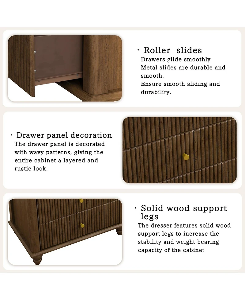 Streamdale Furniture Streamdale Fluted 5-Drawer Dresser - Walnut