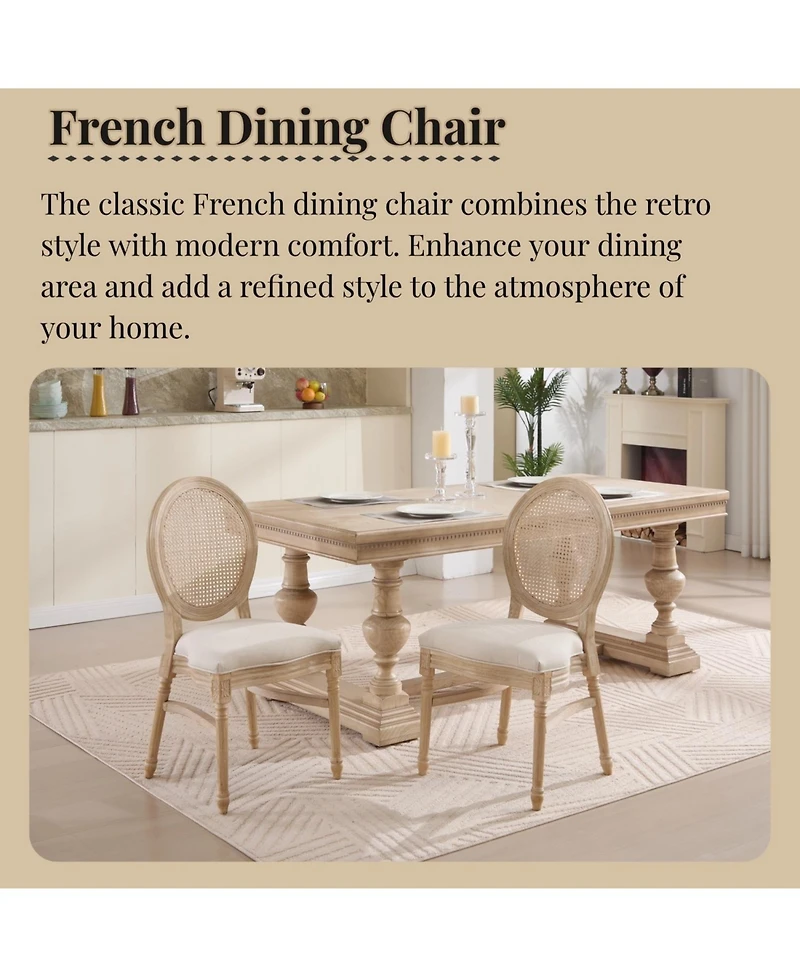 Streamdale Furniture French Country Rattan Back Dining Chairs (Set of 2)