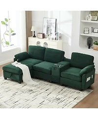 Streamdale Furniture L-Shape Corduroy Sofa- 4-Seater, Usb, Storage
