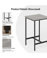 Streamdale Furniture Bar Table Set with 2 Bar stools, Grey, 23.62" W x 23.62" D x 35.43" H