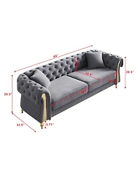 Streamdale Furniture Chesterfield Modern Tufted Velvet Living Room Sofa, 84.25"W Couch.