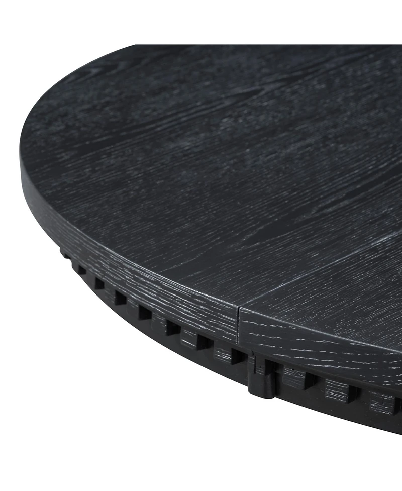 Streamdale Furniture Retro 5-Piece Dining Set - Extendable Round Table & 4 Chairs (Black Oak)