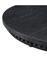 Streamdale Furniture Retro 5-Piece Dining Set - Extendable Round Table & 4 Chairs (Black Oak)