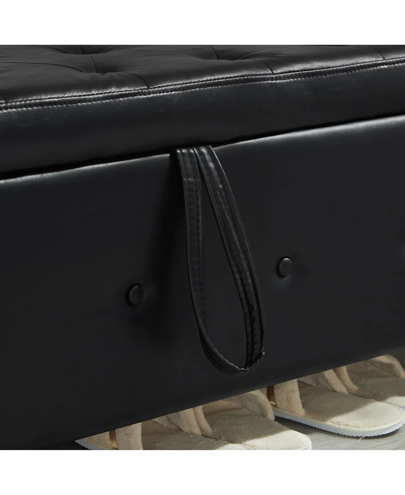 Streamdale Furniture + 48" + Faux Leather + Tufted + Storage Ottoman Bench