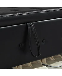 Streamdale Furniture + 48" + Faux Leather + Tufted + Storage Ottoman Bench