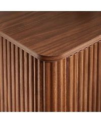 Streamdale Furniture Walnut Buffet Cabinet Sideboard - Curved Wave Design