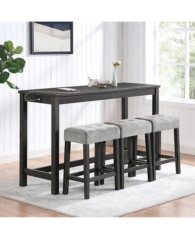 Streamdale Furniture Industrial Bar Table Set with Power Outlet