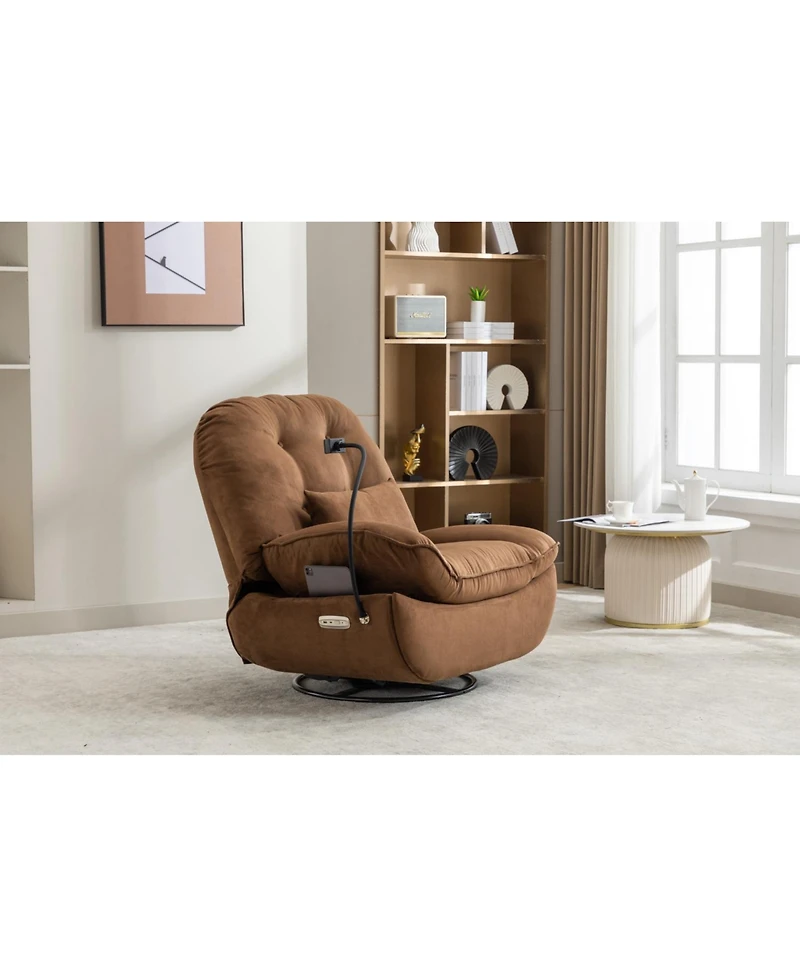 Streamdale Furniture Power Recliner with Bluetooth and Usb, Grey