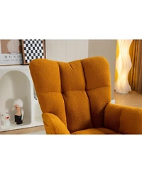 Streamdale Furniture Teddy Fabric Rocking Chair With Adjustable Footrest,Caramel