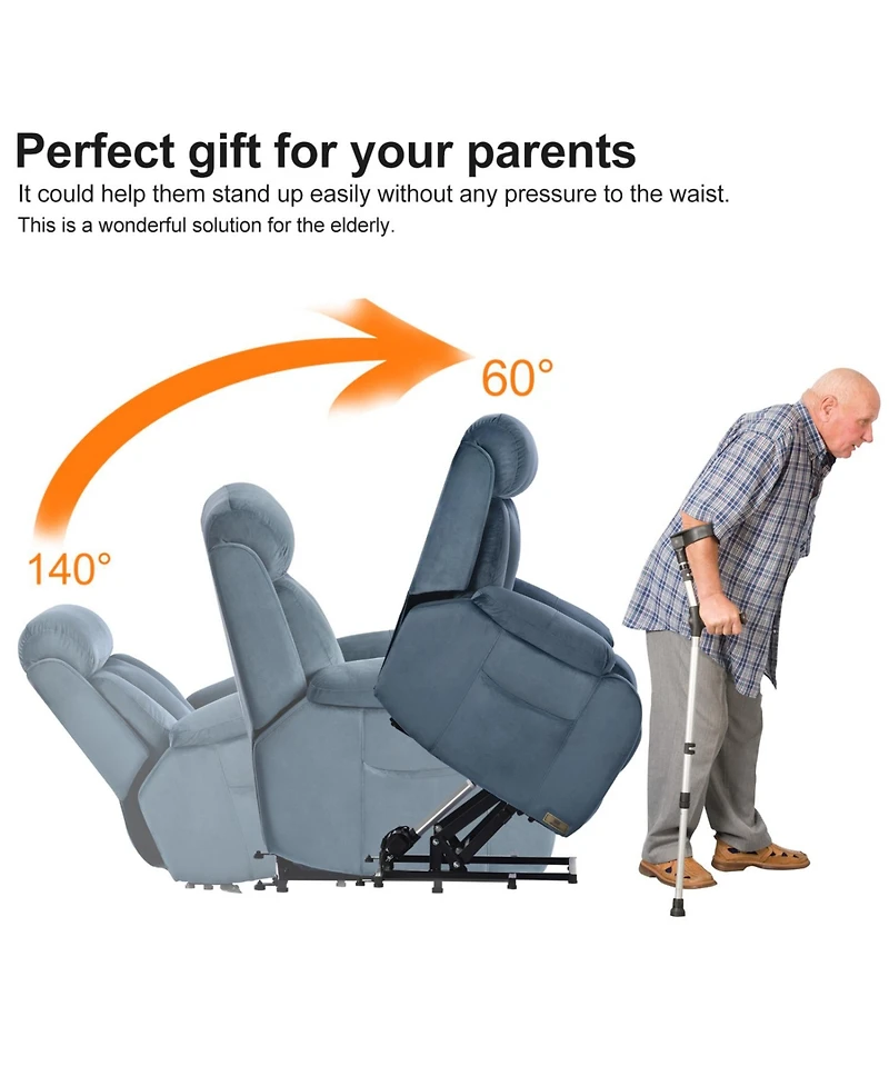 Streamdale Furniture Electric Power Lift Chair, Remote Control Recliner, Fabric Sofa for Elderly