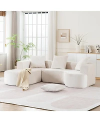 Streamdale Furniture Modular Sectional Sofa L-Shape Chaise Beige Corduroy