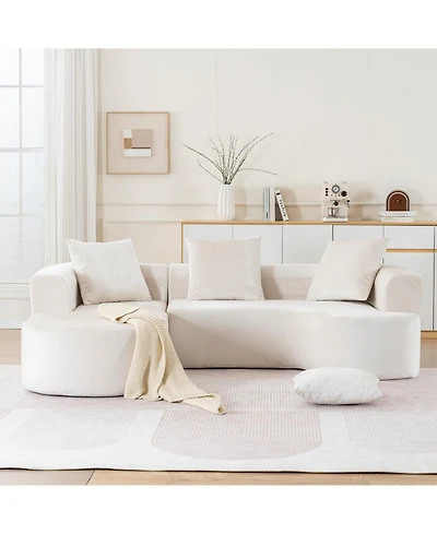 Streamdale Furniture Modular Sectional Sofa L-Shape Chaise Beige Corduroy