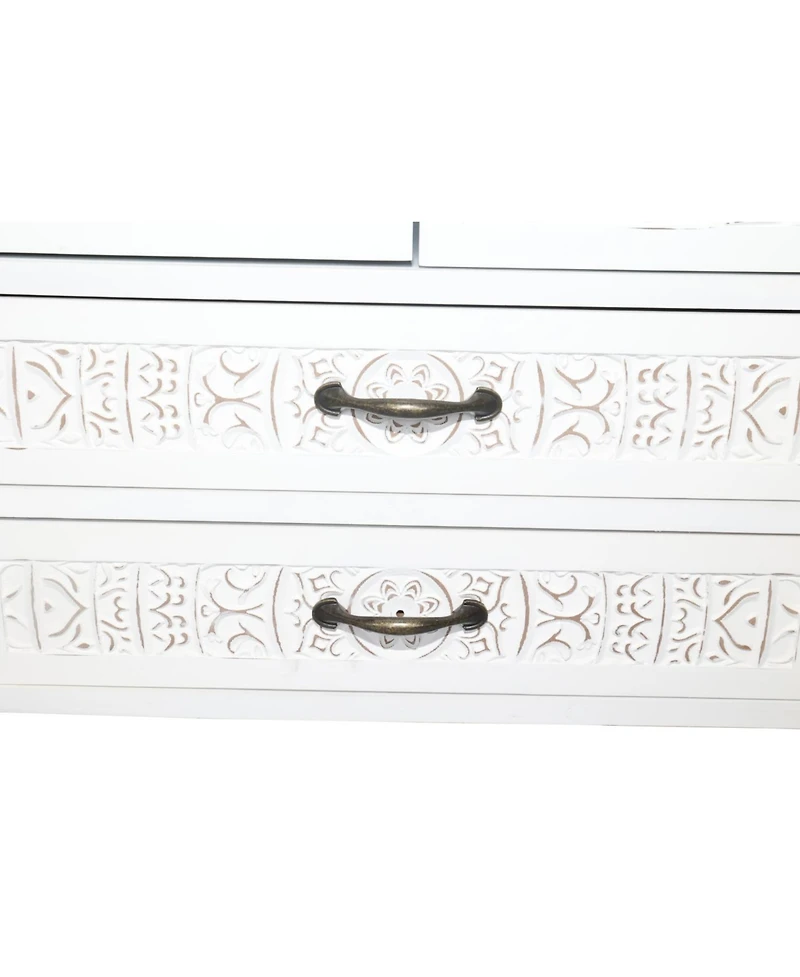 Streamdale Furniture 27" White Tower Cabinet - Rustic Wood Sideboard