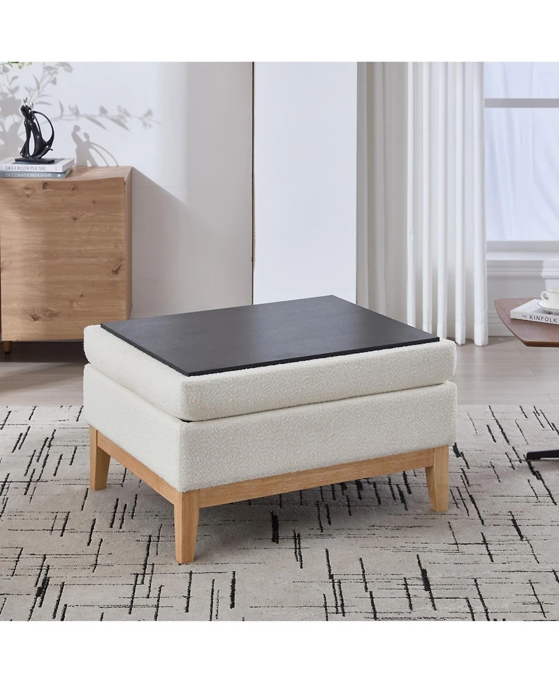 Streamdale Furniture 33.86" Boucle Storage Ottoman/Coffee Table