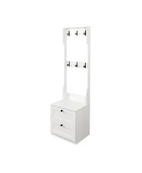 Streamdale Furniture 2-in-1 Coat Rack Nightstand with Drawer & Hooks