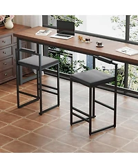 Streamdale Furniture Velvet Bar Stools Set of 2, Counter Height, Black & Gray