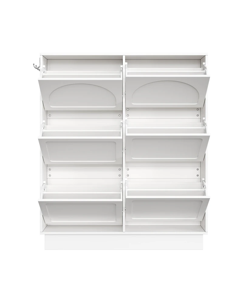 Streamdale Furniture Streamdale Elegant Narrow Shoe Cabinet with 6 Drawers & Hooks