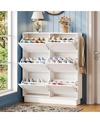 Streamdale Furniture Streamdale Elegant Narrow Shoe Cabinet with 6 Drawers & Hooks
