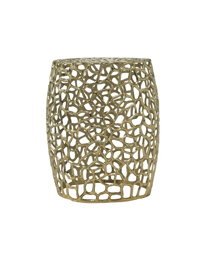 Streamdale Furniture Streamdale Aluminum Drum End Table with Intricate Design-Gold