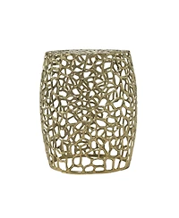 Streamdale Furniture Streamdale Aluminum Drum End Table with Intricate Design-Gold