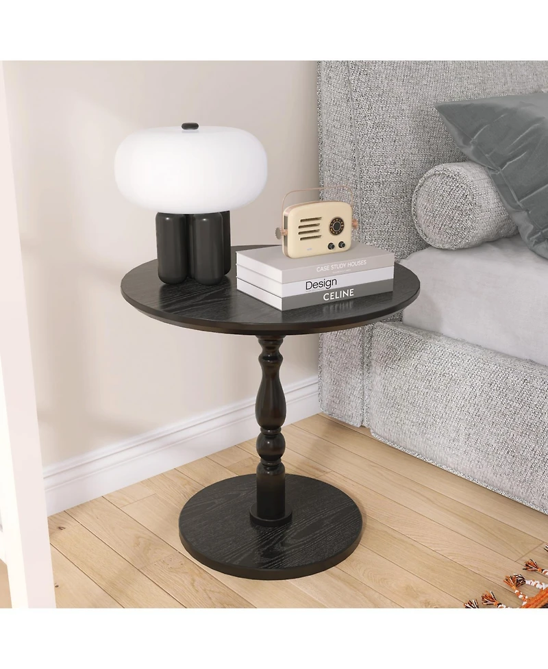 Streamdale Furniture 23" Black Round Accent Table - Modern Side/Nightstand