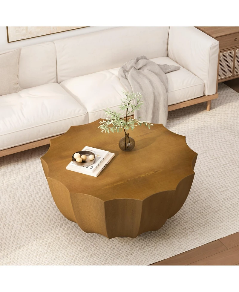 Streamdale Furniture 35.4" Modern Waterproof MgO Cement Coffee Table (Wood Grain