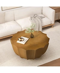 Streamdale Furniture 35.4" Modern Waterproof MgO Cement Coffee Table (Wood Grain