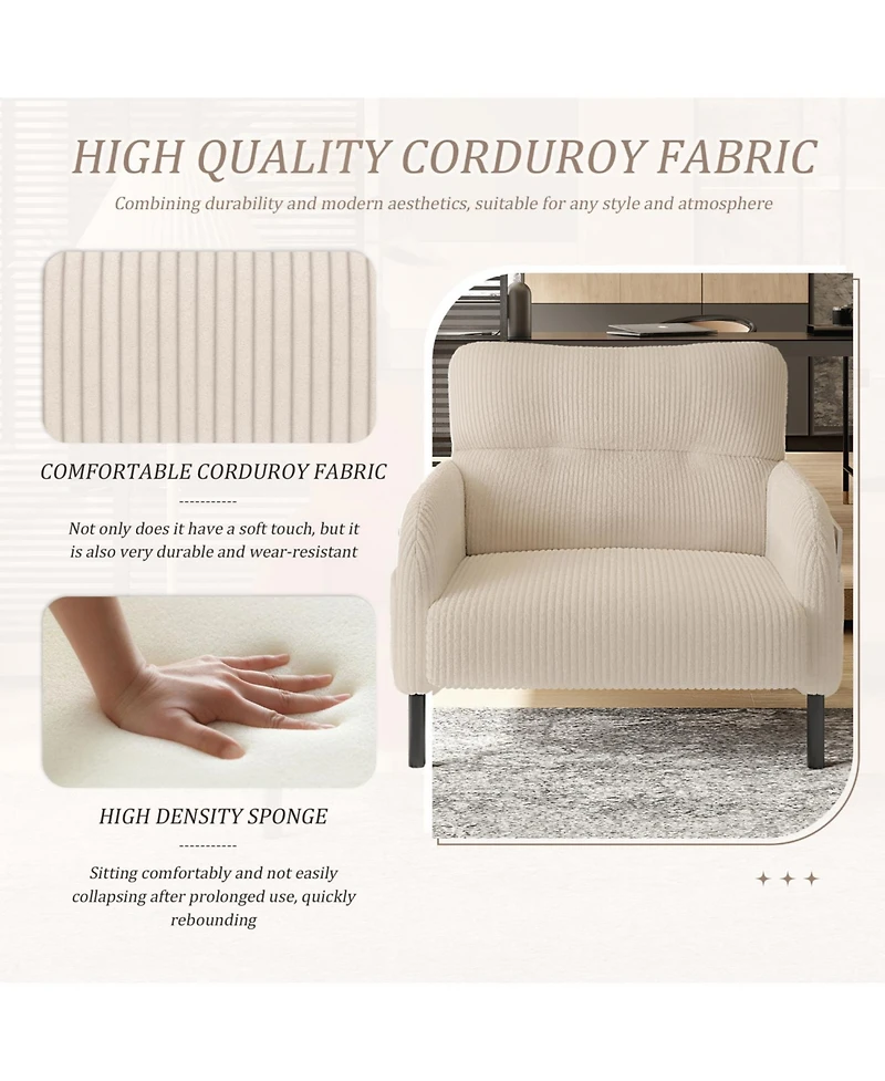 Streamdale Furniture Corduroy Wide Seat Chair