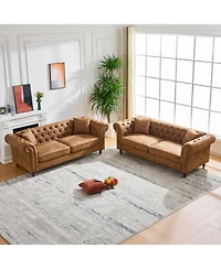 Streamdale Furniture Chesterfield Tech Fabric 3+3 Sofa Set