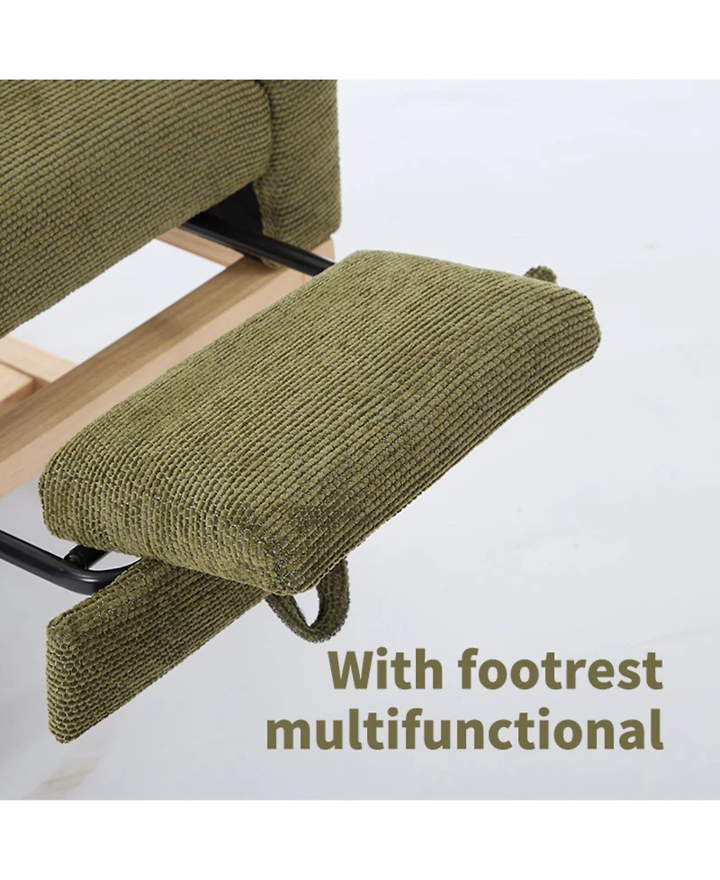 Streamdale Furniture Modern Rocking Chair with Wood Legs & Adjustable Footrest