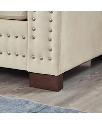 Streamdale Furniture Modern Velvet Sofa with Silver Nails