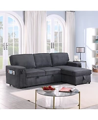Streamdale Furniture Upholstery Sleeper Grey Sectional Sofa with Storage Space